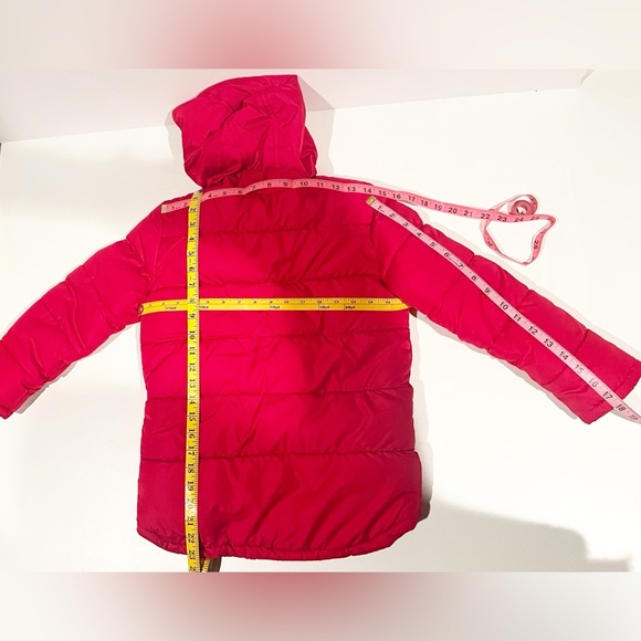 Medium ( 8 ) Red Hooded Puffy Jacket with Black Fleece Lining - Picture 6 of 8